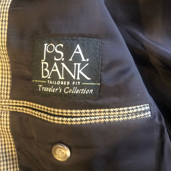 Jos A Banks Wool Blazer Sports Coat Tan Gun club check 42R - Picture 8 of 16